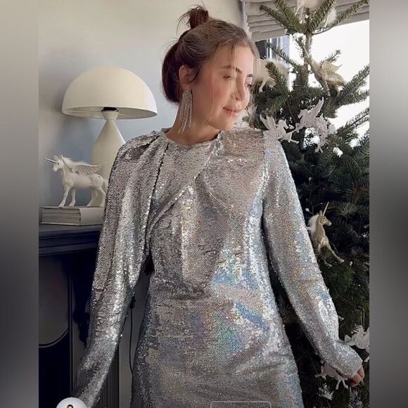 ZARA SHORT SEQUIN DRESS - Picture 6 of 16
